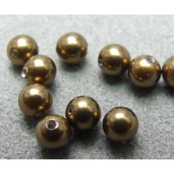 Perle ronde nacrée Swarovski 4mm Antique Brass (x20)