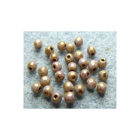 Ronde en Verre de Boheme 3mm Chalkwhite Lilas Gold Luster (x50)