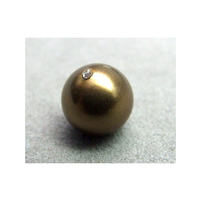 Perle ronde nacrée Swarovski 10mm Antique Brass (x1)