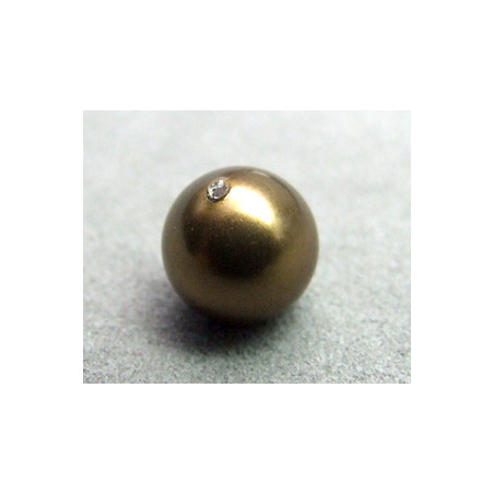 Perle ronde nacrée Swarovski 10mm Antique Brass (x1)