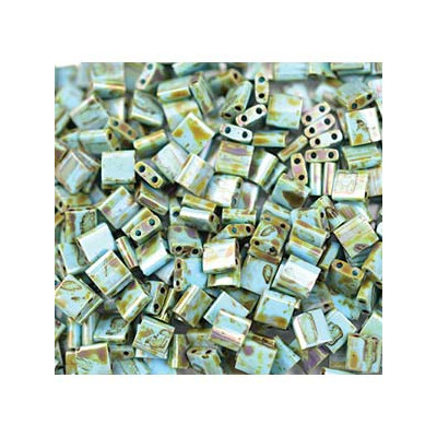 TL-4514 Tilas Bead 5mm Picasso Op Sea Foam Green (x 5gr)