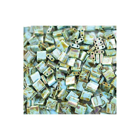 TL-4514 Tilas Bead 5mm Picasso Op Sea Foam Green (x 5gr)