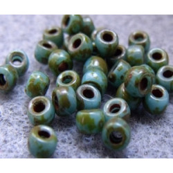 Perles Rocailles Matubo 7/0 Turquoise Blue Travertin 63030/86805 (X10gr) 