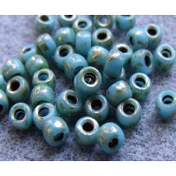 Perles Rocailles Matubo 7/0 Turquoise Blue Picasso 63030/43400 (X10gr) 