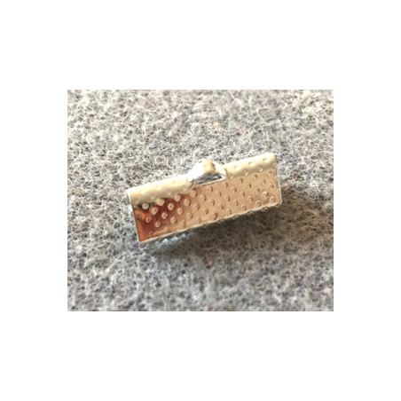 Embout à Clipser rectangle argenté 20x6x5 mm trou:1x3 mm(X10)