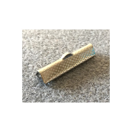 Embout à Clipser rectangle argenté vieilli 25x6x5 mm trou:1x3 mm(X2Pc) 