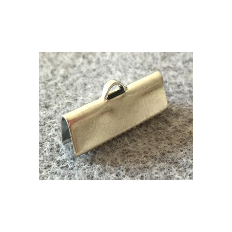 Embout à Clipser rectangle argenté vieilli 20x6x5 mm trou:1x3 mm(X10) photo non contactuelle