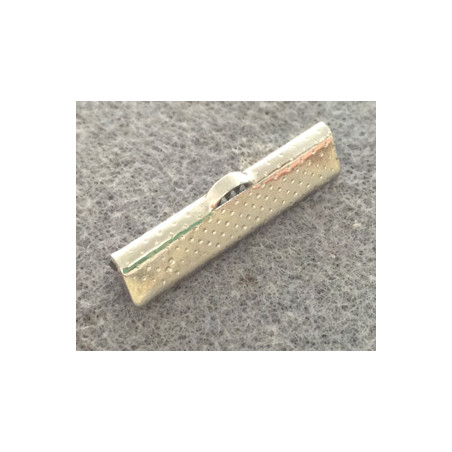 Embout à Clipser rectangle Argenté vieilli 30x8x5mm trou:1x3mm (x10) 