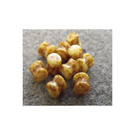 Perle en verre Tchèque "Pellet" 4x6mm Opaque Chalkwhite Picasso 4X6mm 02010/86805(X50)