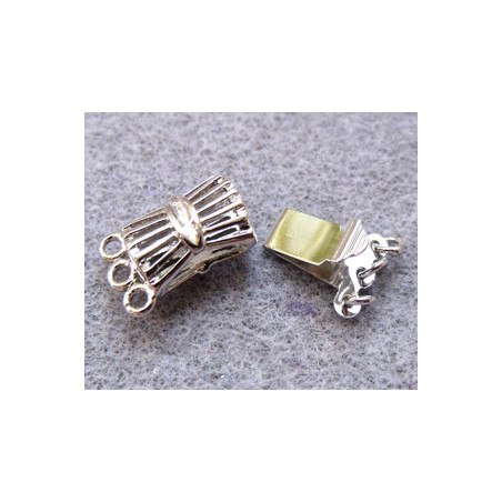 Fermoir 3 rangs Argenté vieilli Fagots 18X10mm (x1)