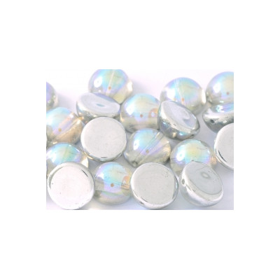 Dome Bead 14 x 8 mm Crystal Silver Rainbow (x4)