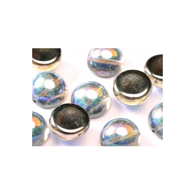 Dome Bead 14 x 8 mm Crystal Graphite Rainbow (x4)