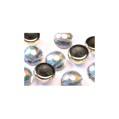 Dome Bead 14 x 8 mm Crystal Graphite Rainbow (x4)