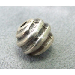 Perle métallisée boule spirale 12mm argenté vieilli (x1)