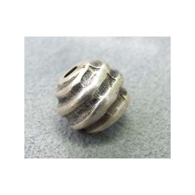 Perle métallisée boule spirale 12mm argenté vieilli (x1)