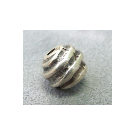 Perle métallisée boule spirale 12mm argenté vieilli (x1)