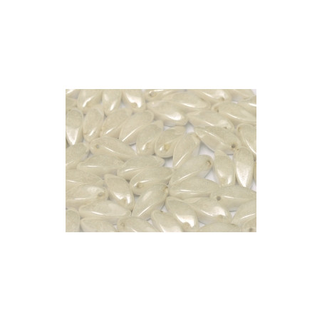 Perles Twist 6X12mm Chalk White Shimmer Luster (X10)