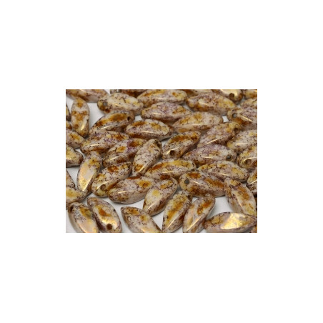 Perles Twist 6X12mm Chalk White Lila Gold Luster (X10)