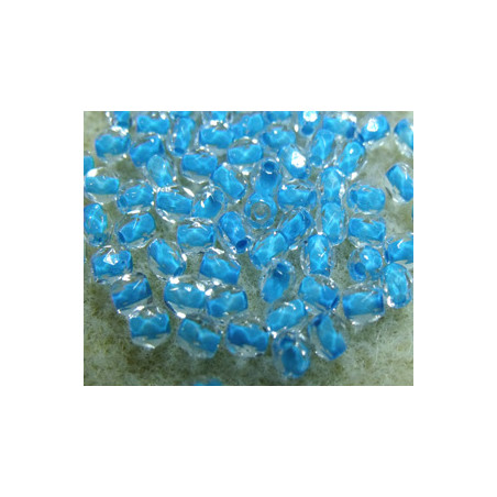 Facettes de Bohême 3mm Cristal Centre Bleu (x100)