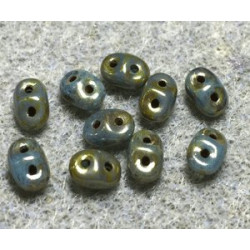Perles Super Duo 2,5X5mm Turquoise Blue - Bronze Picasso (x 10gr env.) 