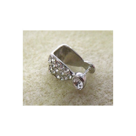 Bélière Vieil Argent Strass Coeur 15x10mm (X1)