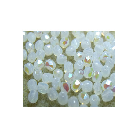 Facettes de Bohême 3mm White Opal Ab (x50)