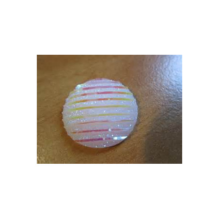 Cabochon en Résine 20mm Rayé Blanc AB (X1)