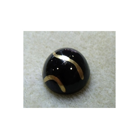Cabochon en verre de Bohème 18X8mm Jet Or (X1)