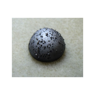 Cabochon en verre de Bohème 18X9mm Hématite (X1)