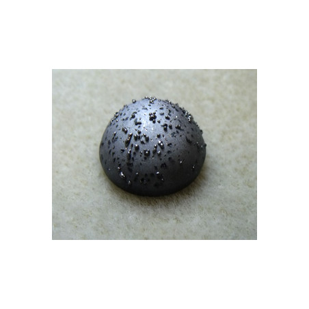Cabochon en verre de Bohème 18X9mm Hématite (X1)