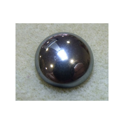 Cabochon en verre de Bohème 18X7mm Hématite (X1) 