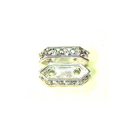 Barette Strass Cristal Argent 11X5mm (X 4)