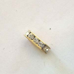 Barette Strass Cristal Dore 11x5mm (X 4) 