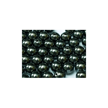 Perle en verre de Bohème 6mm Jet Hématite (X25) 