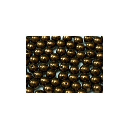 Perle en verre de Bohème 6mm Jet Bronze (X25)