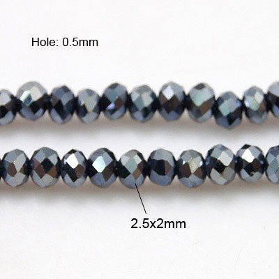 Perles Rondes Aplaties en Cristal de Chine 2.5x2mm Hématite (x 1 fil)