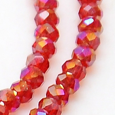 Perles Rondes Aplaties en Cristal de Chine 2.5x2mm Opaque Red Satin (x1fil)
