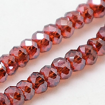 Perles Rondes Aplaties en Cristal de Chine 2.5x2mm Red Satin (x1fil)