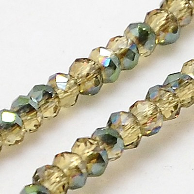 Perles Rondes Aplaties en Cristal de Chine 2.5x2mm Lime Irisé (x1fil)