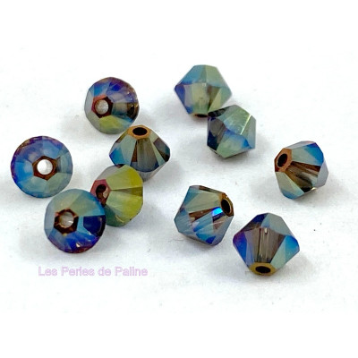 Toupies 4mm Iridescent Green Ab2x- réf. 5328 Xilion (x20) Toupies 4mm Iridescent Green Ab2x- réf. 5328 Xilion (x20)