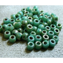 Perles Rocailles Matubo 7/0 Opaque Green Turquoise Picasso 63130/43400 (X10gr)