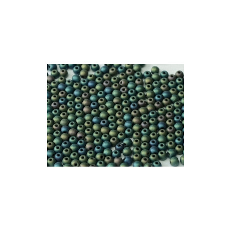 Ronde en Verre de Boheme 3mm Green Iris Mat (x50)