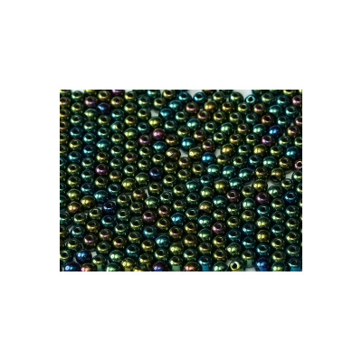 Ronde en Verre de Boheme 3mm Jet Green Irise (x50)
