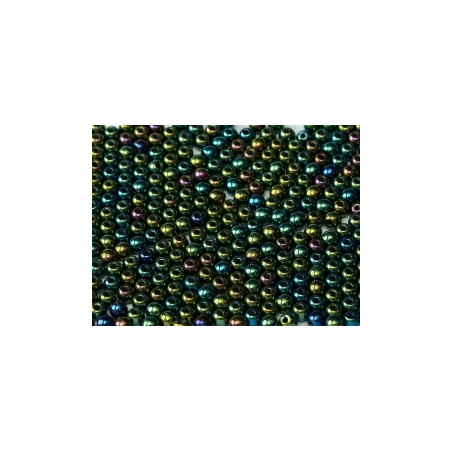 Ronde en Verre de Boheme 3mm Jet Green Irise (x50)