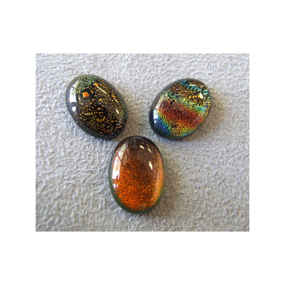 Cabochon en verre dichroïque Ovale 30x20mm - Tons Orange (X1) Cabochon en verre dichroïque Ovale 30x20mm - Tons Orange (X1)