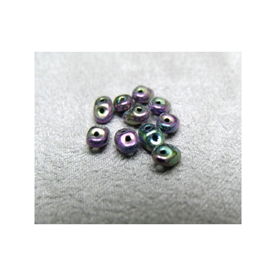 Perles Super Duo 2,5X5mm Jet Irisé Green(x 10gr env.)   