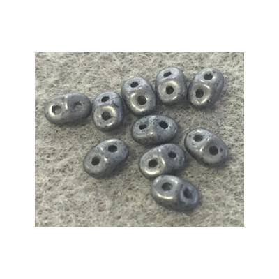 Perles Super Duo 2,5X5mm Jet Hématite Mat (x 10gr env.)