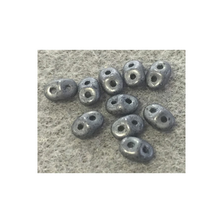 Perles Super Duo 2,5X5mm Jet Hématite Mat (x 10gr env.)