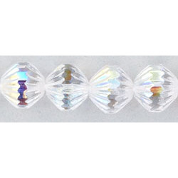 Perles Fluted Firepolish 9mm Crystal AB (x10)