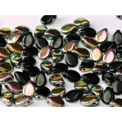 Perles en verre de Bohème "Pip" 5X7mm Jet Vitrail (X50 environ)